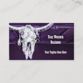 Western Lila White Rustic Bull Cow Skull Barn Visitkort
