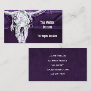 Western Lila White Rustic Bull Cow Skull Barn Visitkort