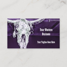 Western Lila White Rustic Bull Cow Skull Barn Visitkort