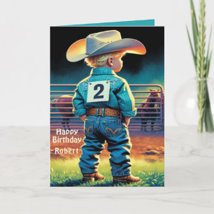 Western Little Cowboy 2:a födelsedagsrodeo-Anpassn Kort