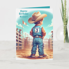 Western Little Cowboy 3rd Birthday Rodeo Anpassnin Kort