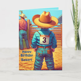Western Little Cowboy 3rd Birthday Rodeo Anpassnin Kort