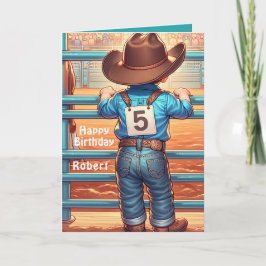 Western Little Cowboy 5:e födelsedagsrodeo-Anpassn Kort