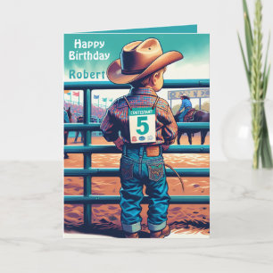 Western Little Cowboy 5:e födelsedagsrodeo-Anpassn Kort
