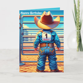 Western Little Cowboy First Birthday Rodeo Anpassn Kort