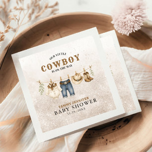 Western Little Cowboy Klädstreck Baby Shower Pappersservett