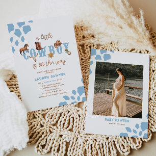 Western Little Cowboy Photo Pojke Shower Inbjudningar