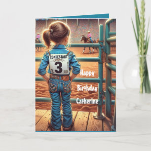 Western Little Cowgirl 3rd Birthday Rodeo Anpassni Kort