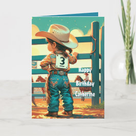 Western Little Cowgirl 3rd Birthday Rodeo Anpassni Kort