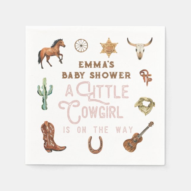 Western Little Cowgirl Baby Shower Pappersservett (Framsidan)