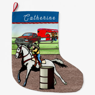 Western Little Cowgirl Barrel Racer Stor Julstrumpa