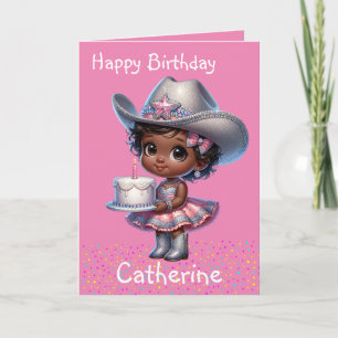 Western Little Cowgirl First Birthday Anpassningsb Kort