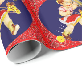 Western Little Cowgirl On Stick Horse Gift Wrap Presentpapper