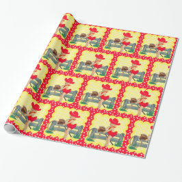 Western Little Cowgirl On Stick Horse Gift Wrap Presentpapper