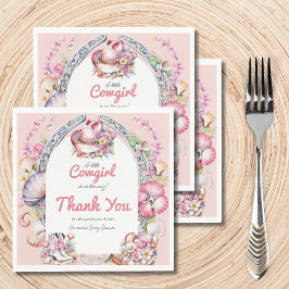 Western Little Cowgirl Rosa Coastal Baby Shower Pappersservett