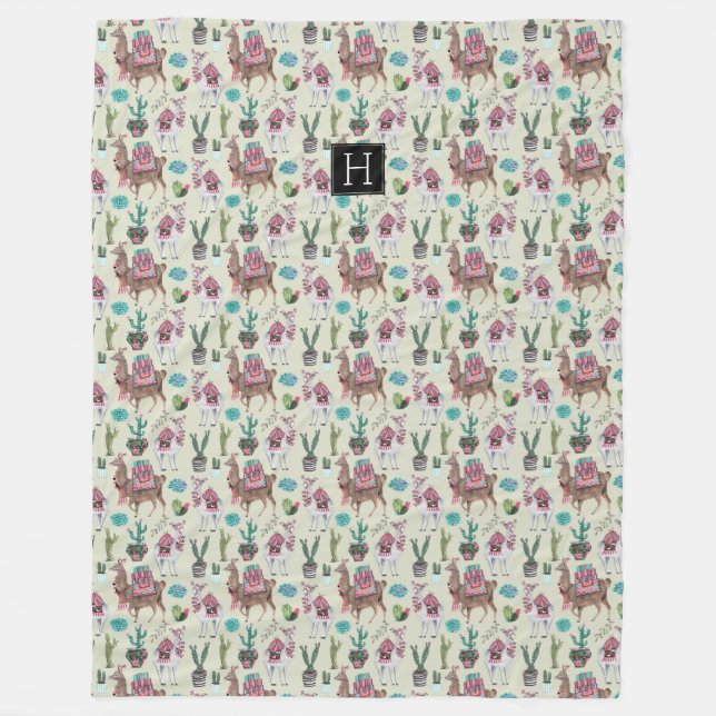 Western Llamor & Kaktus | Stora fläta filtar (Framsidan)