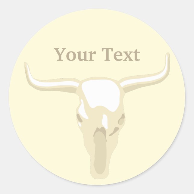 Western Longhorn Sticker Runt Klistermärke (Framsida)