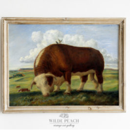 Western målning av boskap för Vintage av nötkreatu Poster