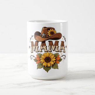 Western Mama Sunflower Cowgirl Design Kaffemugg