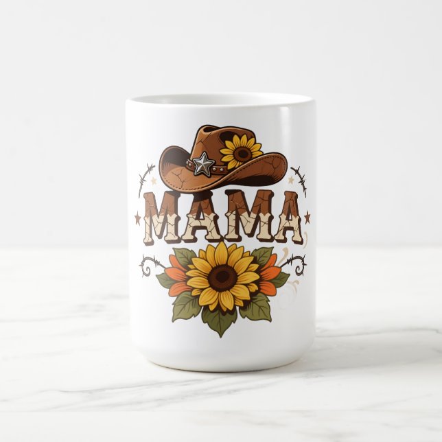 Western Mama Sunflower Cowgirl Design Kaffemugg (Center)