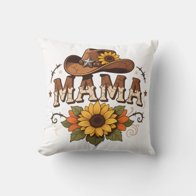 Western Mama Sunflower Cowgirl Design Kudde (Framsida)