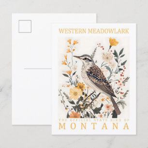 Western Meadowlark Bird of Montana USA Travel Vykort
