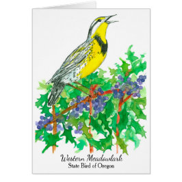 Western Meadowlark Bird Oregon Grape Hälsningskort