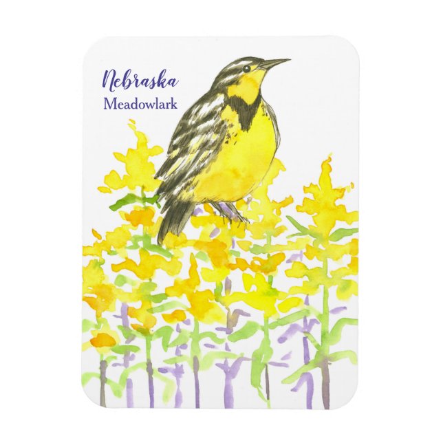 Western Meadowlark Goldenrod Gult Wildblomma Magnet (Vertikal)