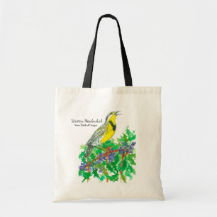 Western Meadowlark Oregon Flowers Bird Tygkasse