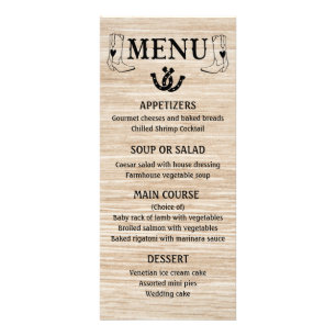 Western Menu Landsbyggsbröllop CowboyBoots Wood Reklamkort