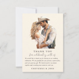 Western Modern Rustic Bröllop Photo Tack Kort
