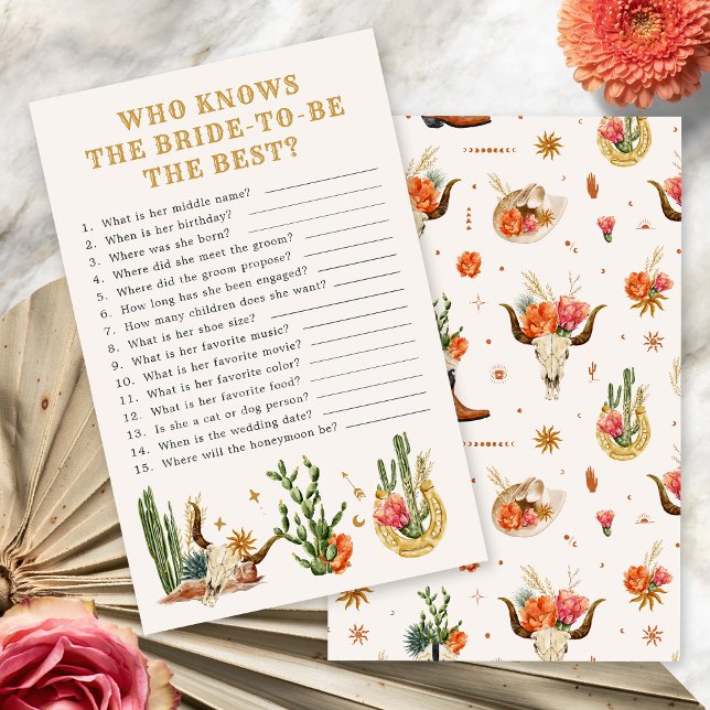 Western Möhippa (Western Who Knows the Bride -To-Be Best? Bridal Shower Game by Painted Paperie
)