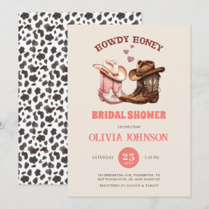 Western Möhippa för Cowboys Boots & Cow Print Inbjudningar