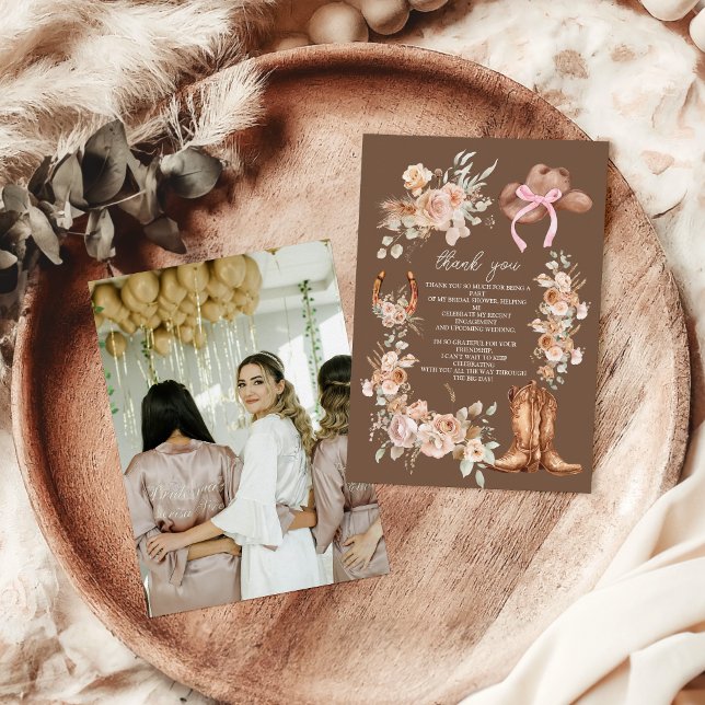 Western Möhippa för Photo Boho Blommigt Tack Kort (Skapare uppladdad)