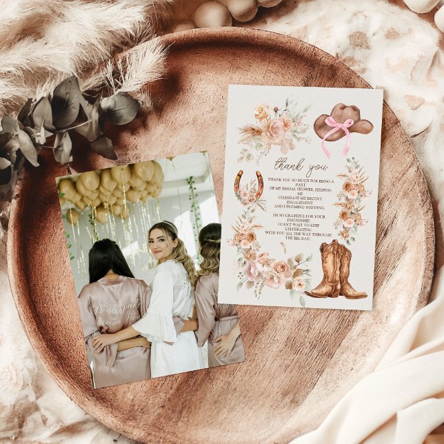 Western Möhippa för Photo Boho Blommigt Tack Kort (Skapare uppladdad)