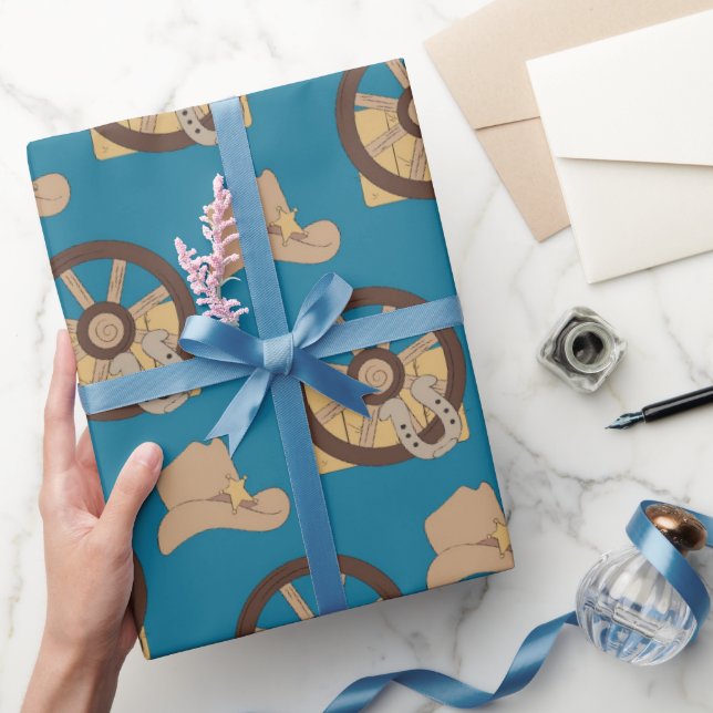 Western Mönster tecknad, glansig, papper Presentpapper (Gåvor)