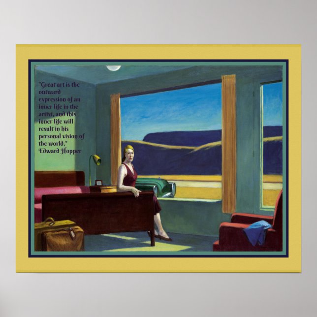 "Western Motel" med citat av Edward Hopper Poster (Framsidan)