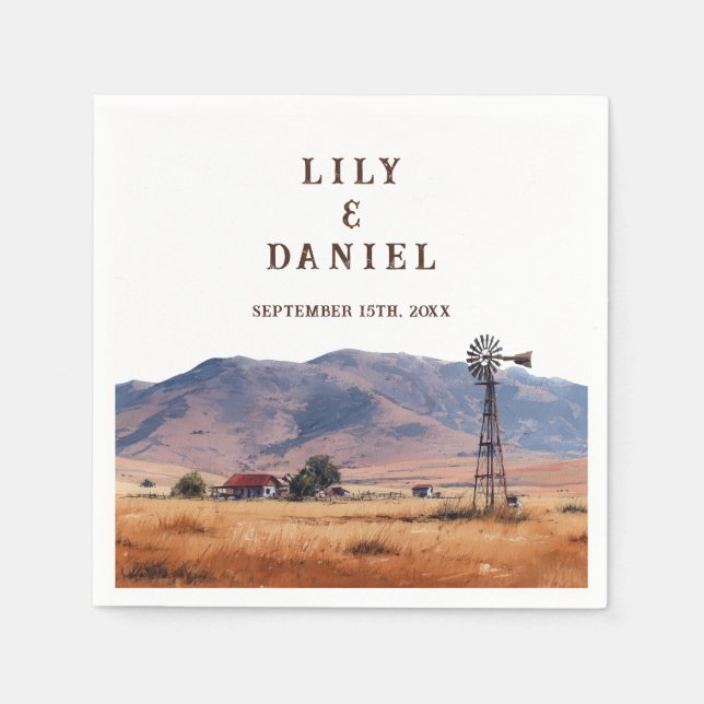 Western Mountain Ranch Wedding Pappersservett (Framsidan)