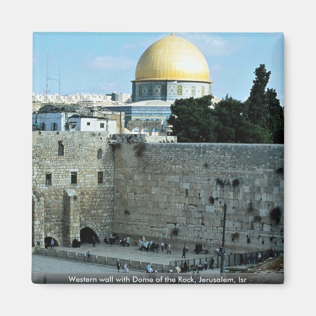 Western mur med Dome of the Sten, Jerusalem, Isr Magnet (Framsidan)