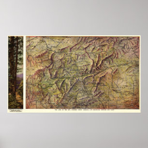 Western norr CarolinaPanoramic karta Poster