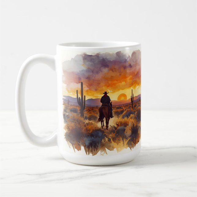 Western ökenlandskapscuboy kaffemugg (Vänster)