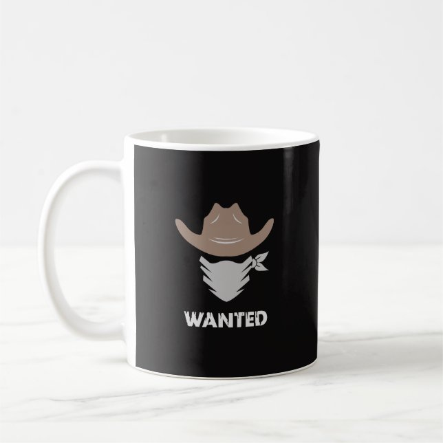 Western Outlaw Cowboy Wanted Kaffemugg (Vänster)