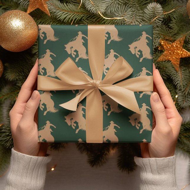 Western på Mörk grönt jul Presentpapper (Skapare uppladdad)