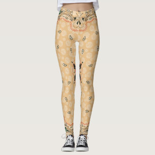 Western Paisley Guld Bandana Print Cowgirl Leggings