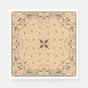 Western Paisley Guld Bandana Print Party Pappersservett