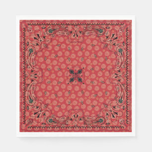 Western Paisley Red Bandana Print Party Pappersservett