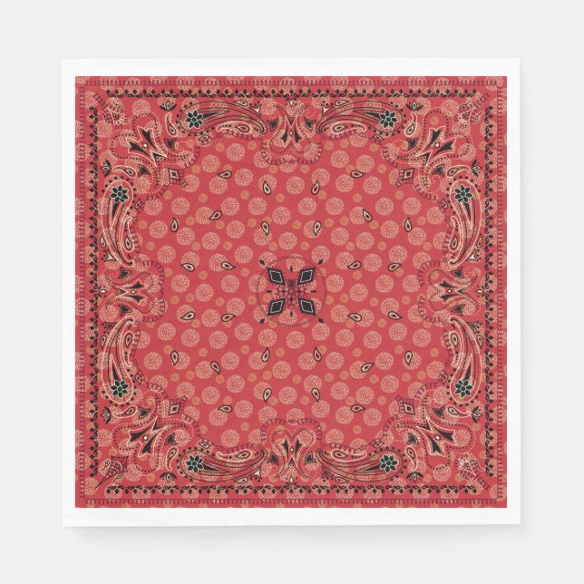 Western Paisley Red Bandana Print Party Pappersservett (Framsidan)