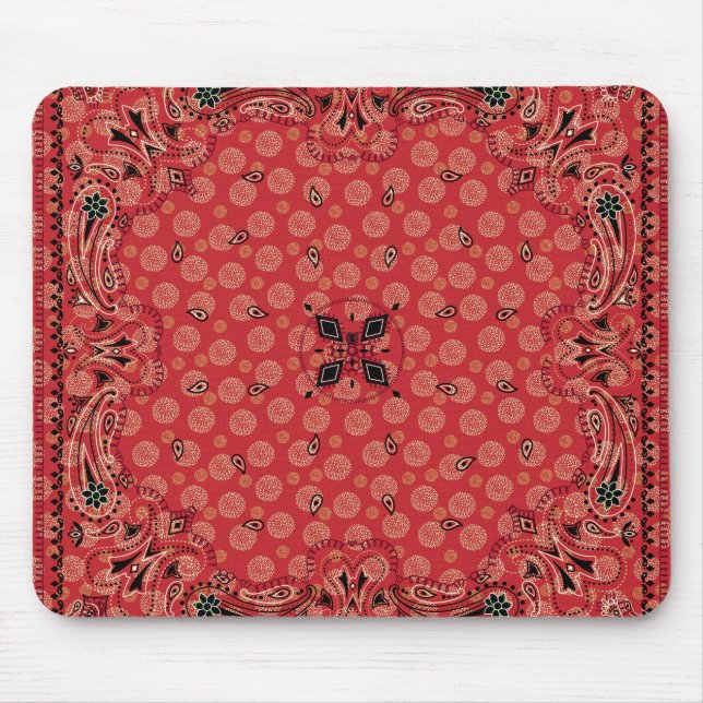 Western Paisley Red Bandana-utskrift Musmatta (Framsidan)