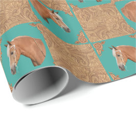 Western Palominohäst och lädertryck Presentpapper