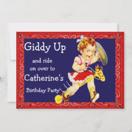 Western Party Cowgirl On Stick Horse-inbjudan Inbjudningar